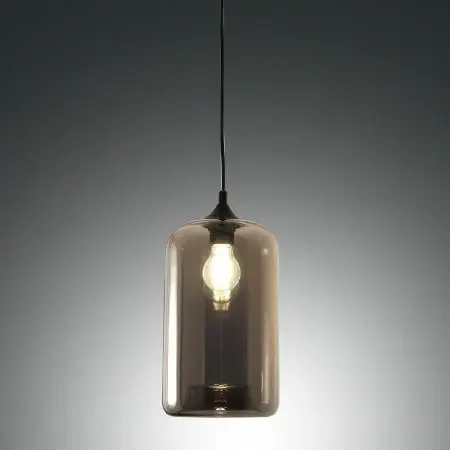 1-flammige Silo Pendelleuchte Zylindrisch aus Rauchglas Fabas Luce Wochenendangebot