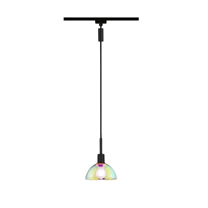 1-Phasen Pendelleuchte URAIL SARRASANI, 230V, E14 max. 20W, Schwarz matt / Dichroitisches Glas