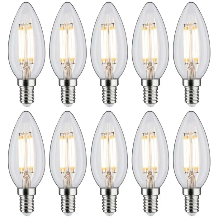 10 x Paulmann LED Filament Kerzen 4,5W = 40W E14 klar 470lm warmweiß 2700K