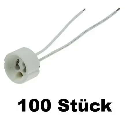 100 Stück ChiliTec GU10 Lampenfassung, 230V / 100Watt Keramik Fassung mit 11cm Kabel Geld-Zurück-Garantie