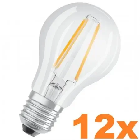 12 Pack OSRAM E27 LED Retrofit Classic LED Lampe 6,5W wie 60W 2700K warmweiß mit Filamentfäden Kostenfreie Lieferung