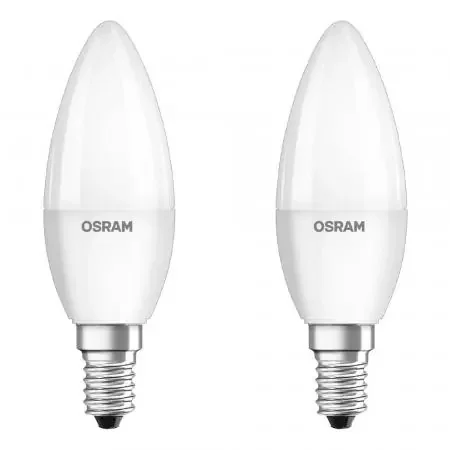2er Pack OSRAM E14 LED Base Classic Lampen Kerzenform matt 4,9W wie 40W warmweißes Licht Versand Am Gleichen Tag