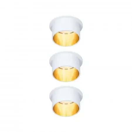 3er LED Einbaustrahler Gil Coin 3Step Dimmbar 3x6W 2700K 230V weiß matt/gold Alu Paulmann 93381 Kostenloser Rückversand