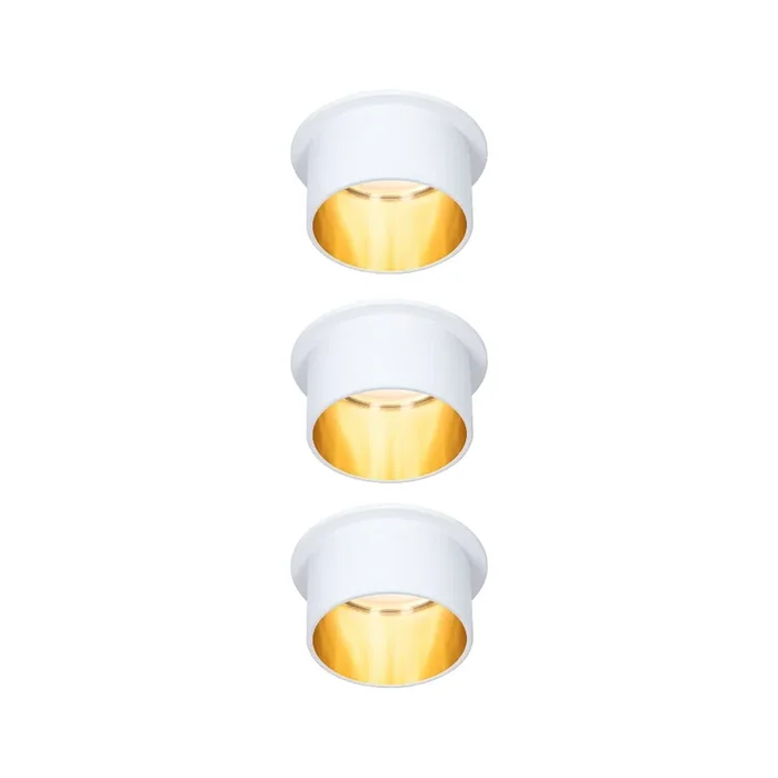 3er-Pack LED Einbauleuchte GIL Coin 3StepDim, IP44, rund, starr, 230V, 6W 2700K 470lm, 3step dimmbar, Wei� matt / Gold