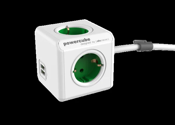 ALLOCACOC PowerCube Extended USB – 1,5m – weiss/grün