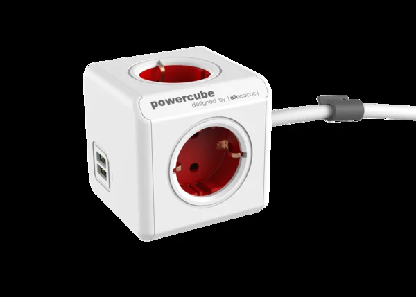 ALLOCACOC PowerCube Extended USB – 1,5m – weiss/rot