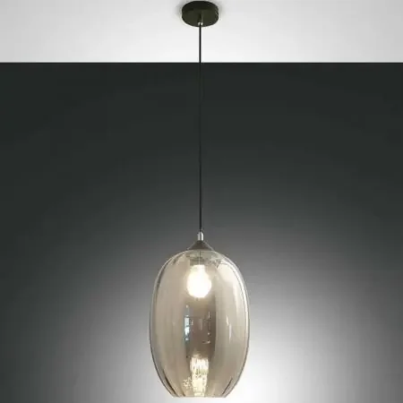 Angebot Infinity Dimmbare Pendelleuchte 1-flammig Grau transparent von Fabas Luce aus geblasenem Fume-Glas in edler Optik