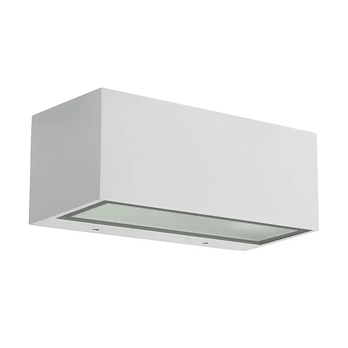 Au�enwandleuchte NEMESIS , IP66 IK04,Up/Down, 9 x 22cm, E27 max. 15W, Aluminium / Mattglas + Diffusor, wei�