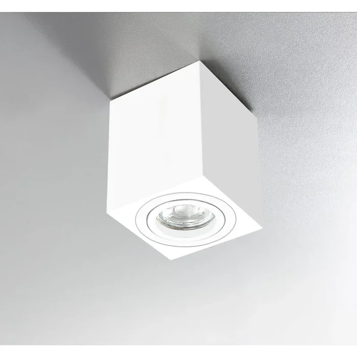 Aufbaustrahler ADL8001, IP20, eckig, GU10 max. 5W, 25� schwenkbar, Anschlusskabel mit Klemme, wei�