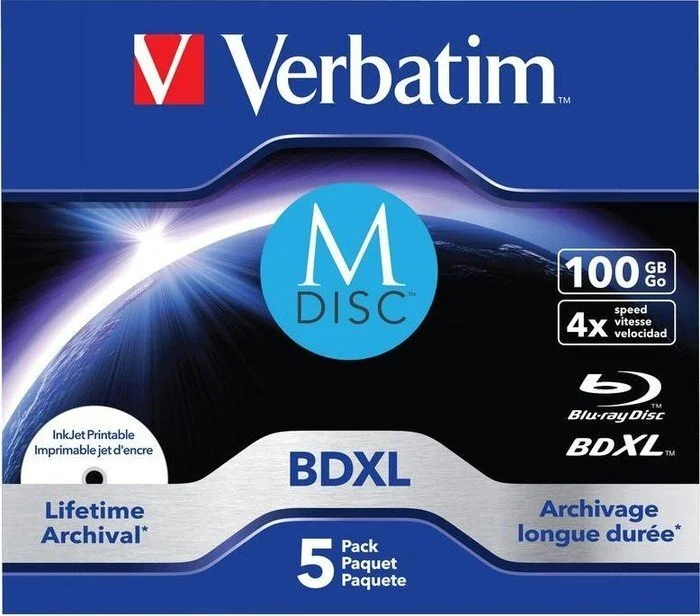 BD-Rohling 100GB – 5er – Jewel Case – M-Disc – Verbatim