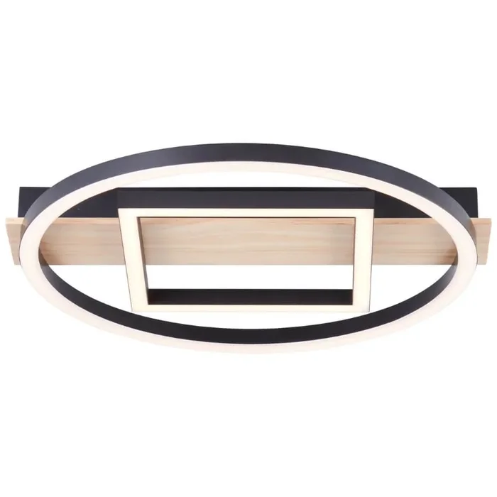 Brilliant – Deckenleuchte Maureen Ø 37cm mit schwarzem Quadrat mit Holz