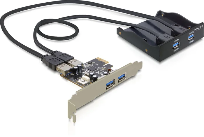 Con USB 3.0 – PCI-E Karte – 2 +2 Port & Front Panel *DeLock*