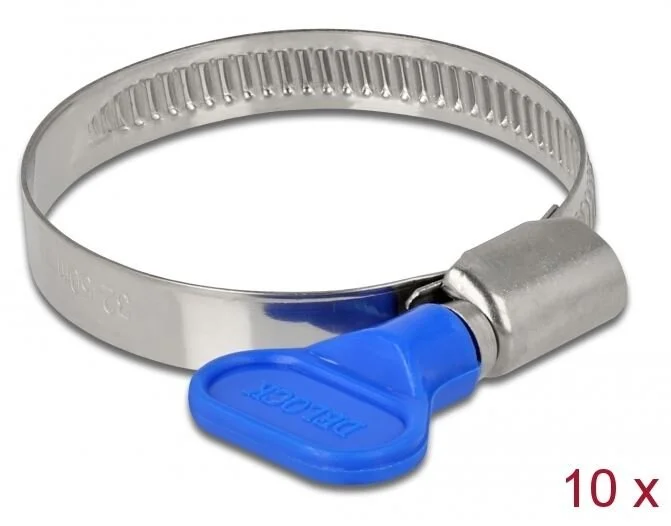 Delock Schlauchschelle mit Flügelmutter 32 – 50 mm 10 Stück blau