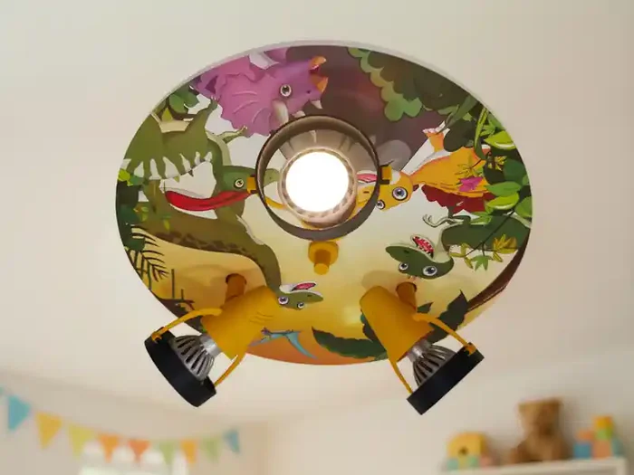 Direktkauf Niermann Kinderzimmer Deckenstrahler 3-flammig mit Dino Motiv, Ø 35cm