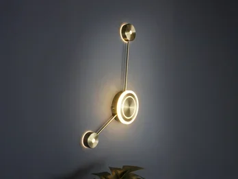 ECO-LIGHT Große LED Wandleuchte SOLAR Aluminium in Gold, Höhe 44cm