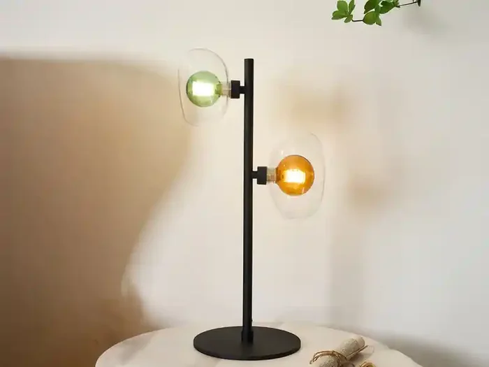 ECO-LIGHT Große Tischleuchte URANUS ausgefallene Glaskugel Schirme Amber/Grün, H 50cm Nur Für Kurze Zeit