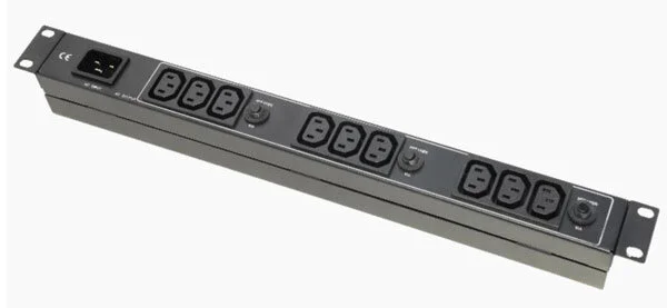 Effekta USV Steckdosenleiste(PDU), Kaltgeräte-Stecker(C20)->9xSteckdosen(C13), 19″, ohne Zuleitung,