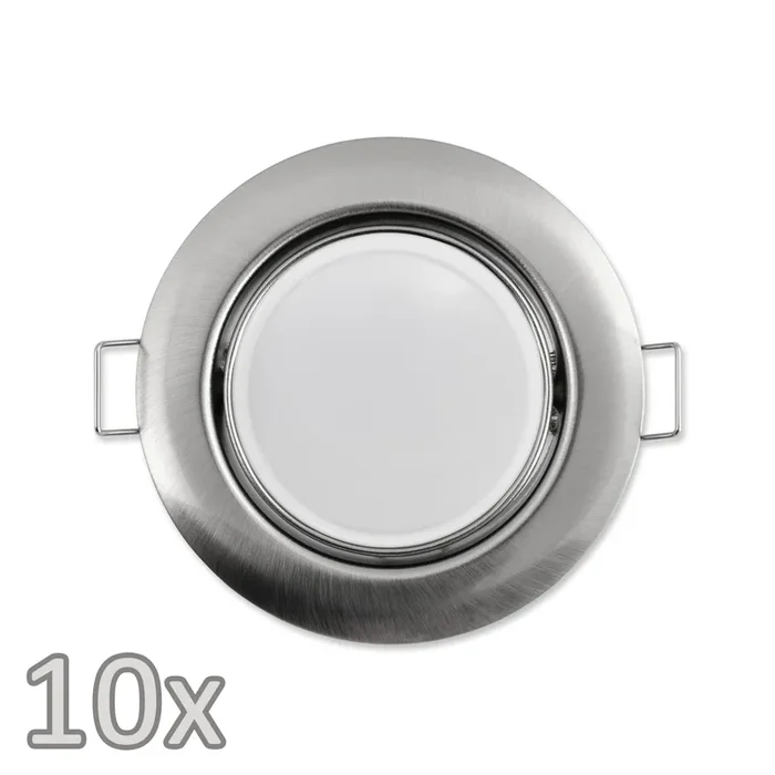 Einbauleuchten Set McShine silber gebürstet rund Ø8,7 cm schwenkbar mit Sprengring inkl. LED-Modul, 7W, 608 Lumen, 90° 10 Stück