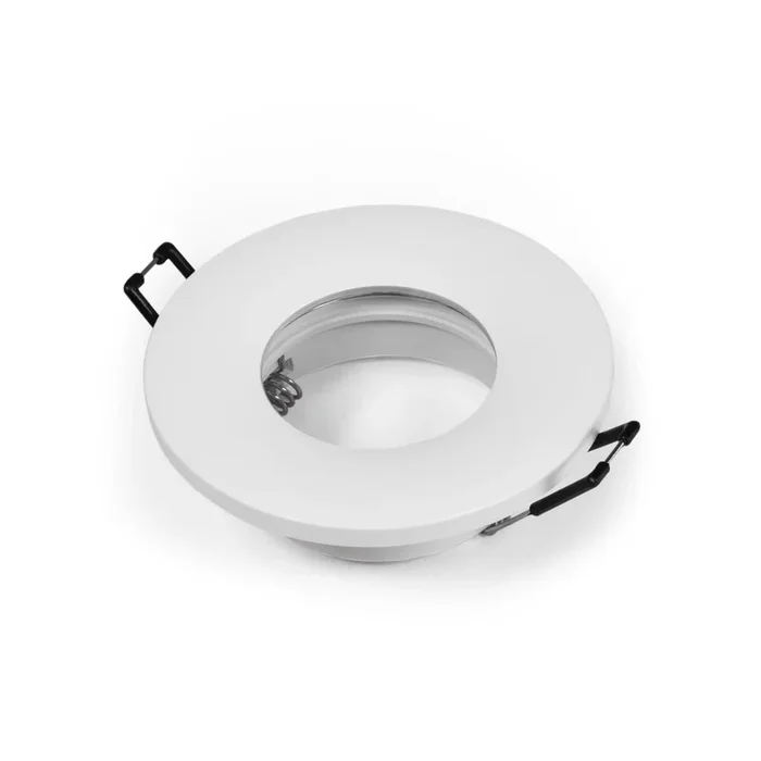 Einbaurahmen McShine W-30 rund IP44 mit Frontglas starr matt weiß
