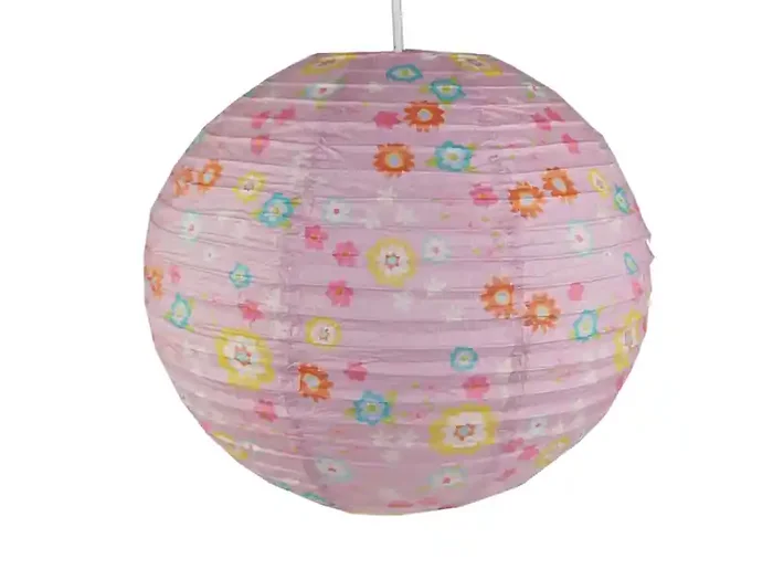 Finale Aktion Niermann Kinder Papierlampe BLÜMCHEN Muster Lampenschirm Ø40cm mit Aufhängung & LED Licht