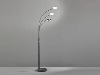 Fischer & Honsel Große LED Bogenlampe DENT dimmbar Design Schwarz, Höhe 185cm