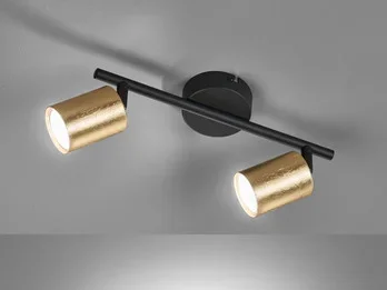 Fischer & Honsel LED Deckenstrahler VANO Schwarz Gold 2-flammig, Breite 30cm