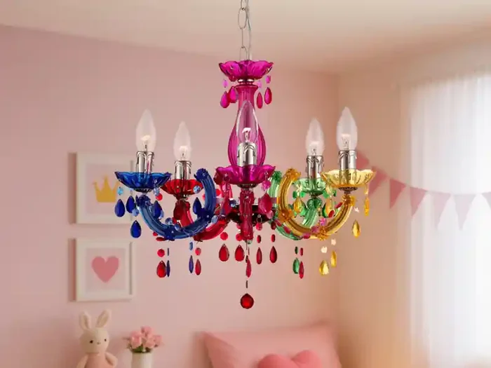 Globo Kronleuchter 5-flammig bunt – Lüster mit Filament LEDs Ø 44cm Meistverkauft