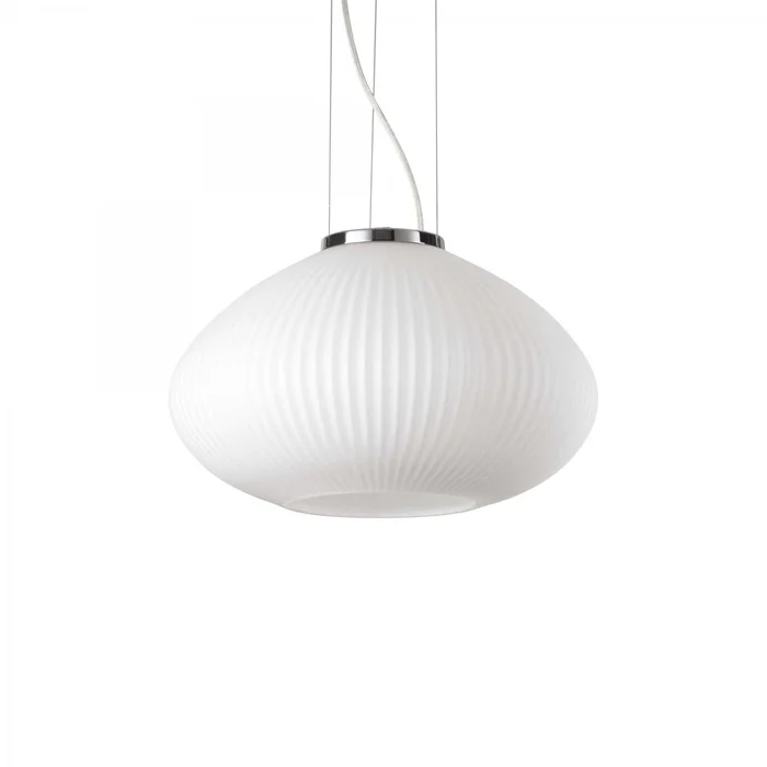 Ideal Lux 285184 Hängende Deckenleuchte Plisse SP1 1x60w | E27 – Chrom, weiß