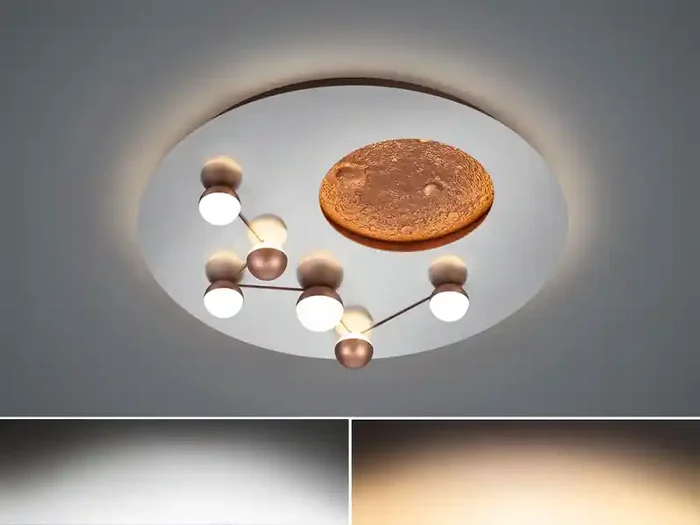 Jetzt Zugreifen Trio Leuchten Flache LED Deckenleuchte ZODIAC Aluminium gebürstet Rund, Ø 50cm