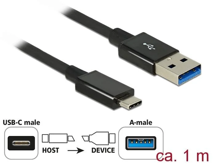 Kabel USB 3.1 C (St) => A (St) 1,0m *DeLock*