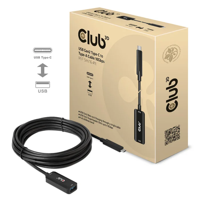 Kabel USB 3.2 C (St) => A (Bu) 5,0m *Club 3D* 10Gbps