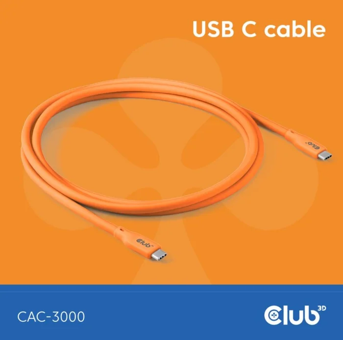 Kabel USB, C(St) => C(St), 2.0m, USB3.1, *Club3D* – Lifestyle *orange*