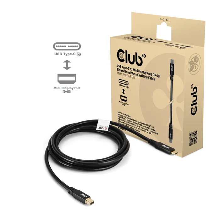 Kabel USB, C(St) => DisplayPort Mini 2.1 (St), 2.0m *Club 3D*