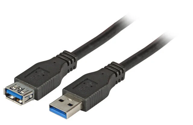 Kabel USB3.0, 1,0m, A(St)/A(Bu), Verlängerung, schwarz, Classic