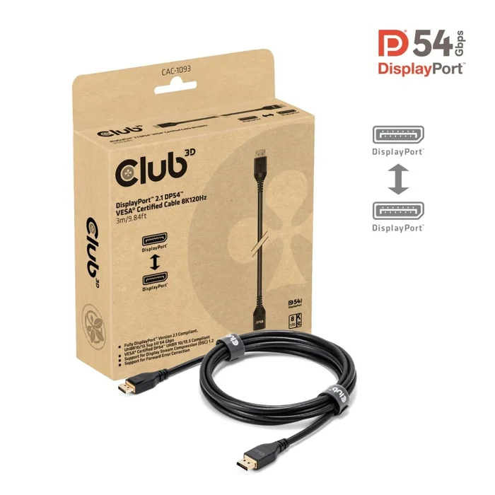 Kabel Video DisplayPort 2.1 8K120Hz ST/ST 3,0m *Club3D*