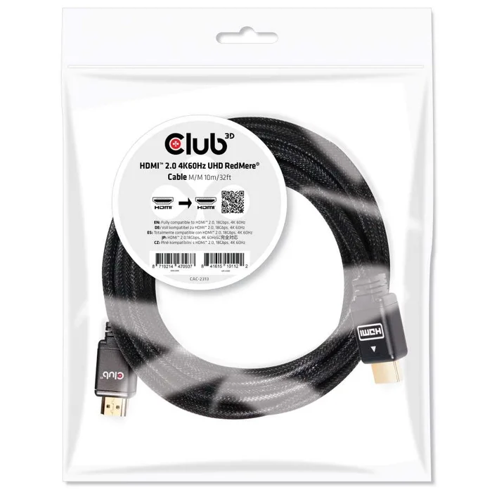 Kabel Video HDMI 2.0 4K60Hz UHD RedMere ST/ST 10,0m *Club3D* Aktiv