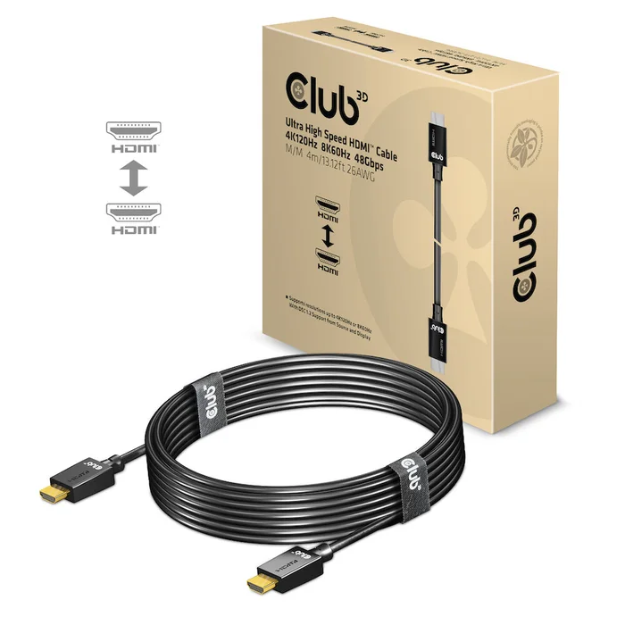 Kabel Video HDMI 2.1 Ultra High Speed 4K120Hz 8K60Hz 48Gbps ST/ST 4,0m *Club3D* 26AWG