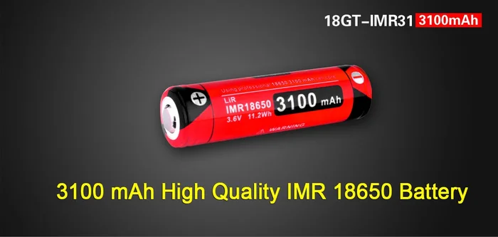 Klarus 18GT IMR Akku mit 3100 mAh geschützt