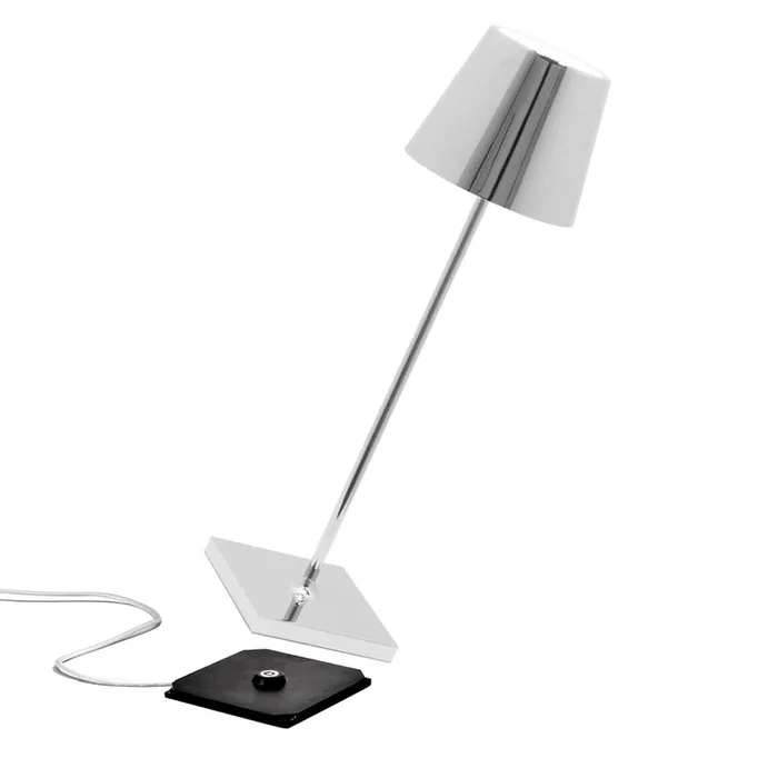 LED Akku-Tischleuchte POLDINA PRO, 38cm, 2,2W, 2700-3000K, IP65, mit Touch-Dimmer, chrom