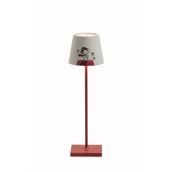 LED Akku-Tischleuchte POLDINA x PEANUTS, � 11, 2,2W, 2700-3000K, Snoopy Aviatore, rot