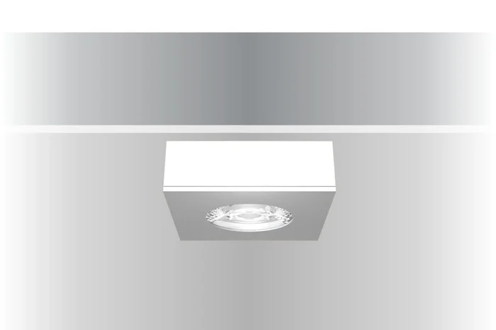 LED Deckeneinbauspot Helios weiß, quadratisch, Aufputzrahmen