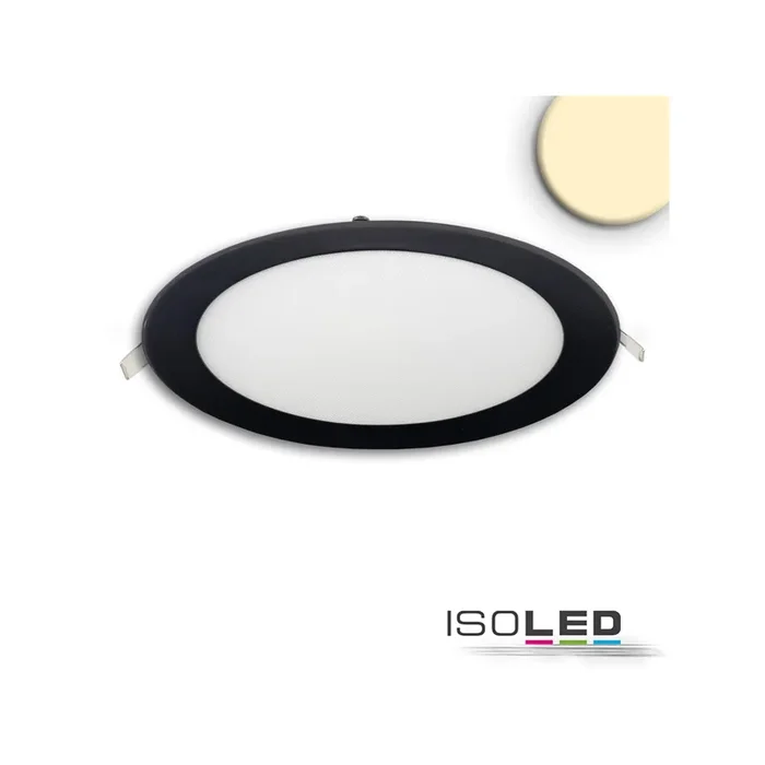 LED Downlight, 18W, rund, ultraflach, blendungsreduziert, schwarz, warmweiß, dimmbar CRI90