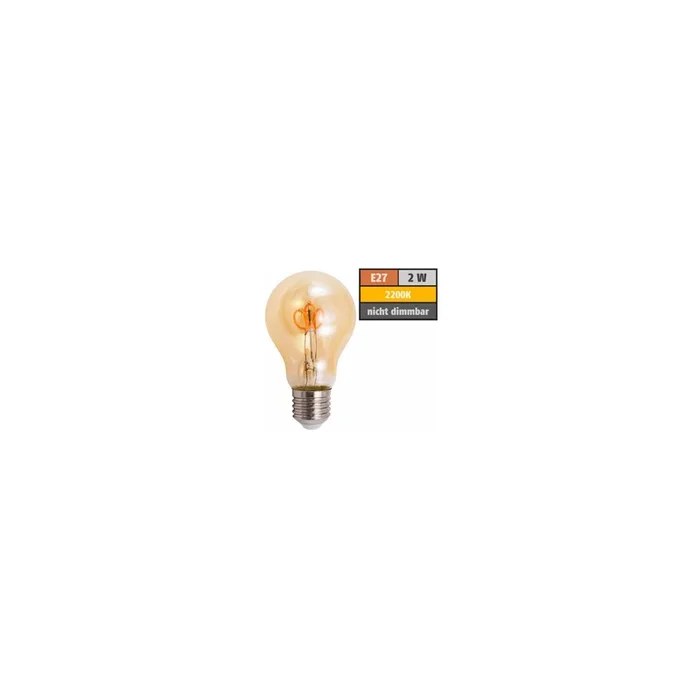 LED Filament Glühlampe McShine “Retro“ E27, 2W, 160lm, warmweiß, goldenes Glas