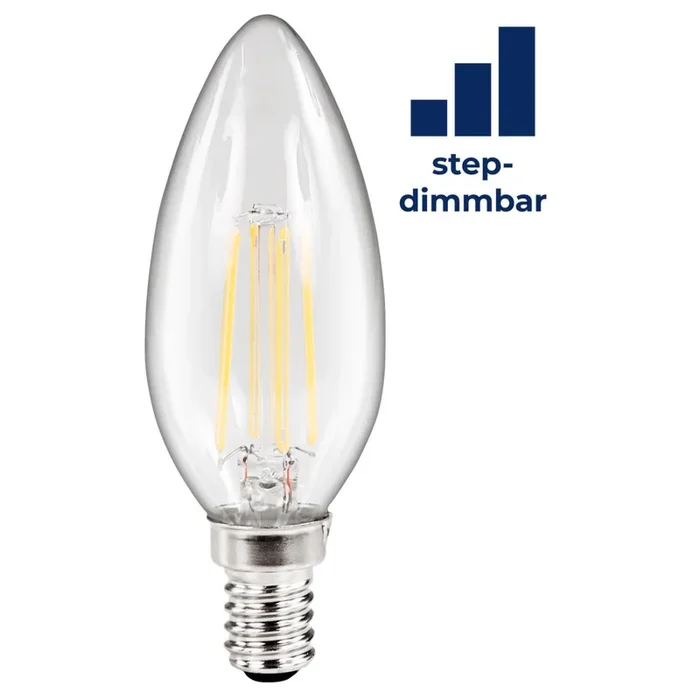 LED Filament Kerzenlampe McShine “Filed“, E14, 4W, 440lm, warmweiß, step-dimmbar