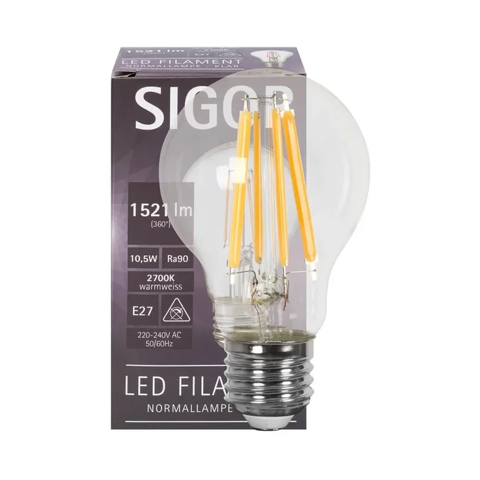 LED-Filament-Lampe AGL-Form klar 10,5W 1521lm E27 2700K