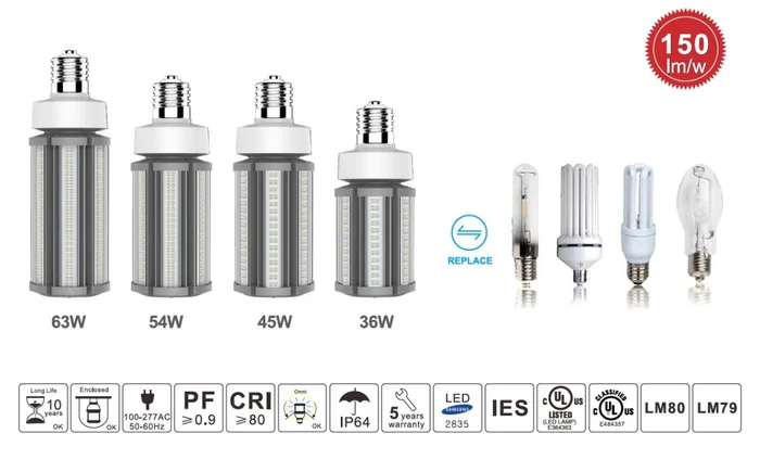 LED HID Corn Retrofit E27 360° 36W nw mit ii