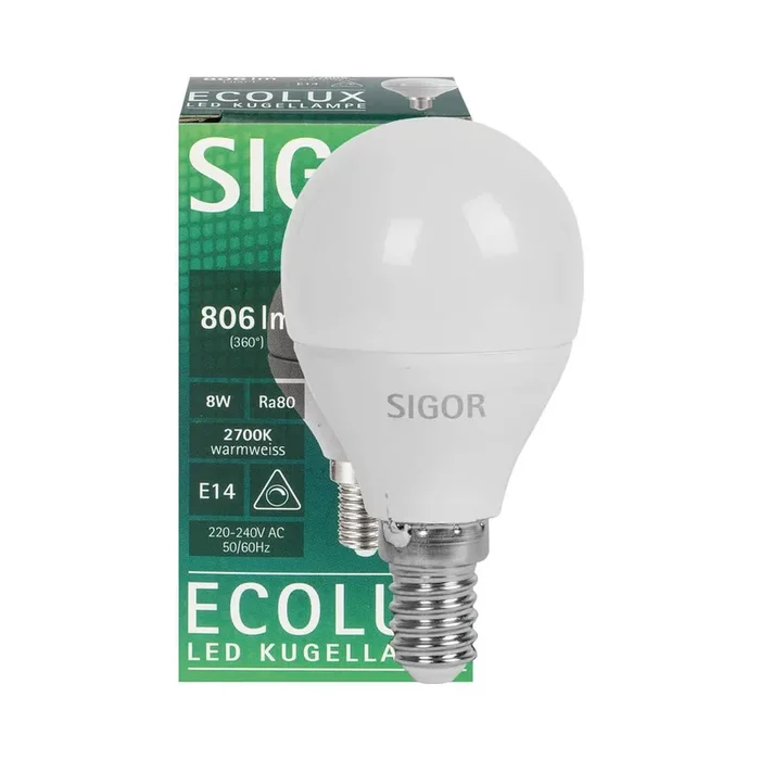 LED-Lampe ECOLUX Tropfen-Form 8W 806lm opal E14 2700K