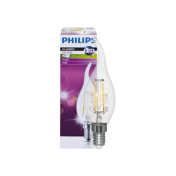 LED-Lampe Windstoßkerze E14/2W klar 250 lm 2700K L 123, Ø 35