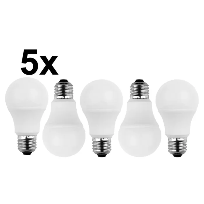 LED SMD Lampe A60, 5er Set, E27, 5,5W, 2700K, 470lm
