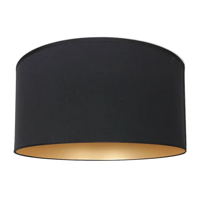 Leuchtenschirm KAPPEN, � 30cm, zylindrisch, Leinen schwarz / innen gold